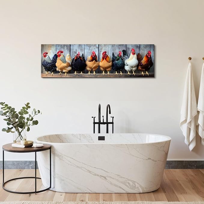 Large Farm Chicken Wall Art Rooster Kitchen Wall Decor Rustic Farmhouse Coop - Image 4