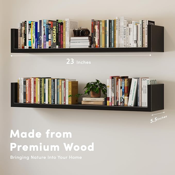 Wall Bookshelf, U Shaped Floating Bookshelf, Hanging Bookshelves - Image 5