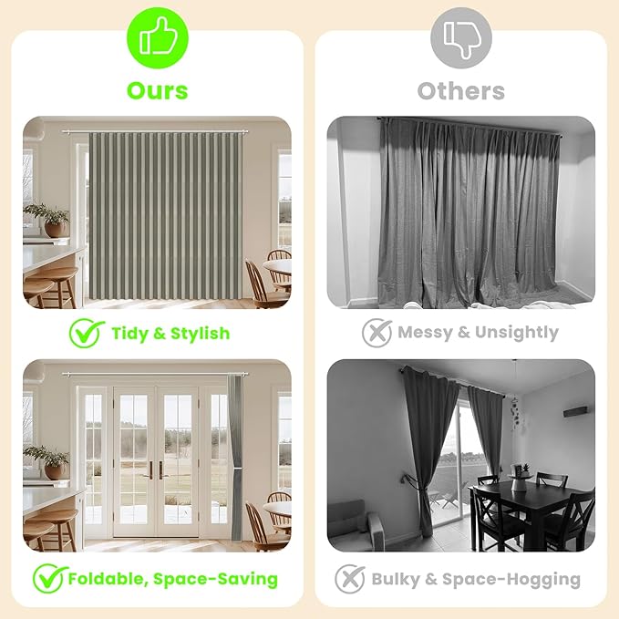 AJAZZ Blackout Accordion Door Curtain 98"x106" Grey - Image 2