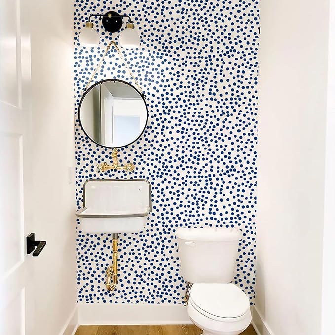 Jeweluck Blue Polka Dot Peel and Stick Wallpaper Blue and White Contact Paper - Image 8