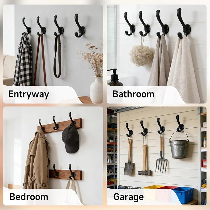 6 Pack Coat Hooks Wall Mount, Heavy Duty Wall Hooks - Image 5