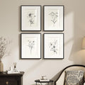 Framed Black and White Botanical Wall Art, Farmhouse Rustic Flower Artwork by Cuspin