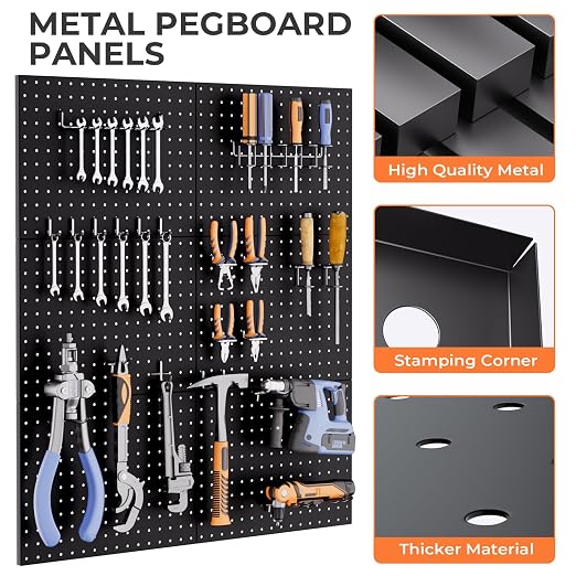 INCLY 90PCS Pegboard Wall Organizer, 6 Pack Metal Peg Board Panels - Image 5