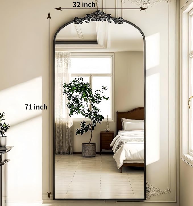 Dewfig Arched Full Length Mirror, Floor Mirror - Image 5