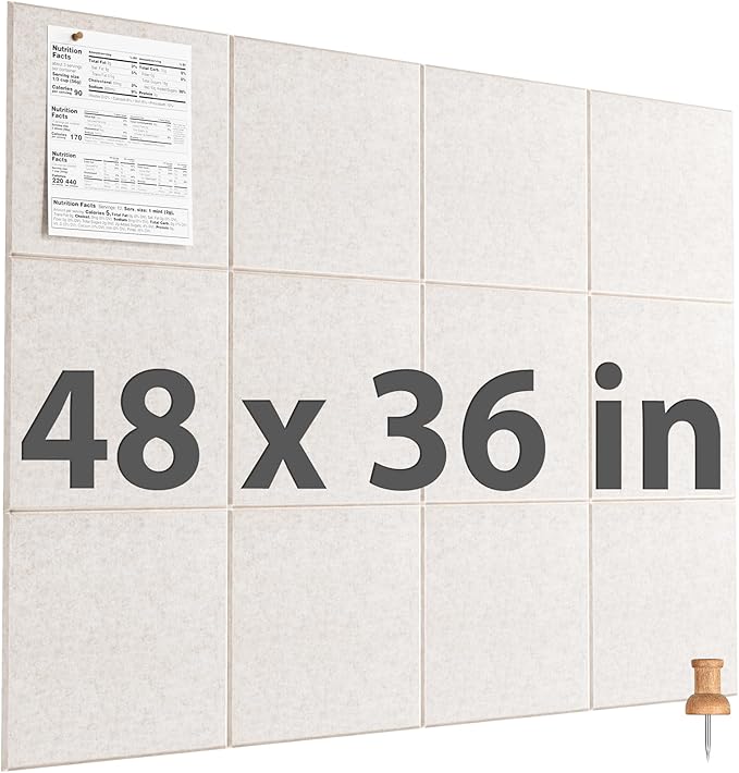 MaxGear Large Cork Board for Wall 48" x 36" Light Tan Bulletin Board, 12 Pack by MaxGear