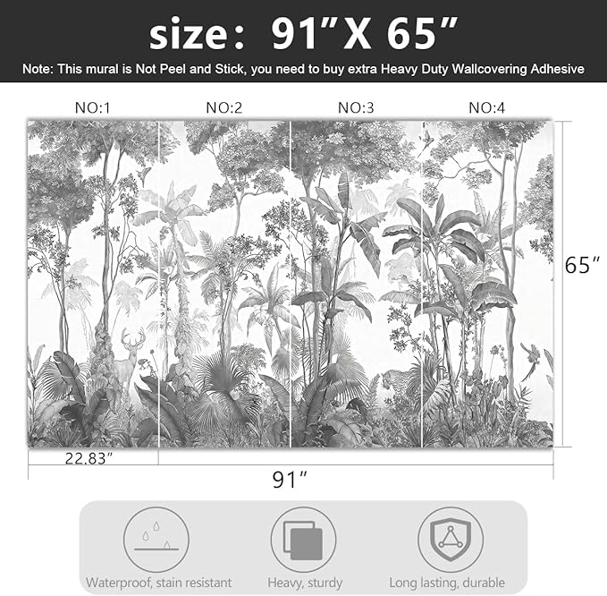 -Grey Jungle Botanical Animal Banana Leaf Fabric Wallpaper Living Room Tropical - Image 4
