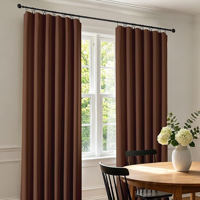 CUCRAF Brown Blackout Curtains 108 inch Length 2 Panels Set, Rod Pocket Room - Image 3