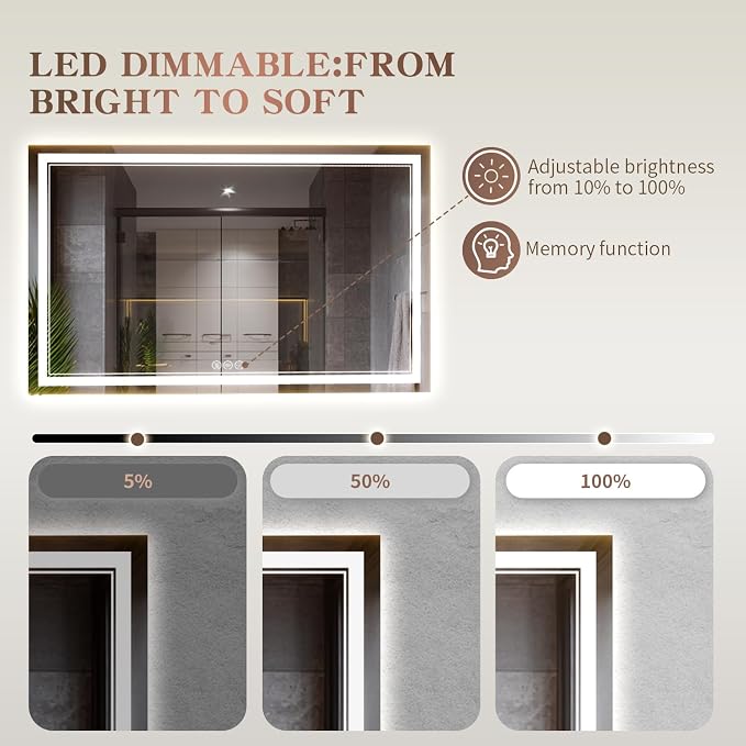 EOGOW LED Bathroom Mirror with Lights, 3 Colors Bathroom Mirror, Wall Mounted - Image 5