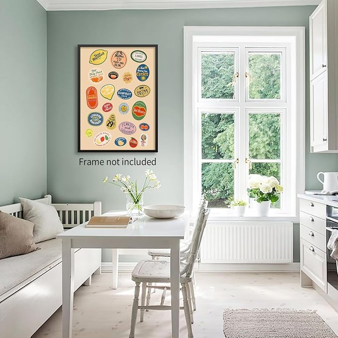 Trendy Kitchen Canvas Wall Art Vintage Fruit Market Pictures Prints Retro Food - Image 6