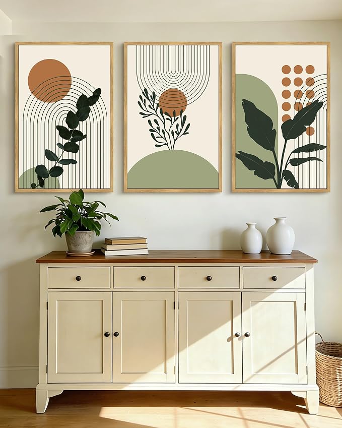 PHOPAGO Boho Plant Wall Art Green Botanical Bohemain Framed Wall Printing - Image 6