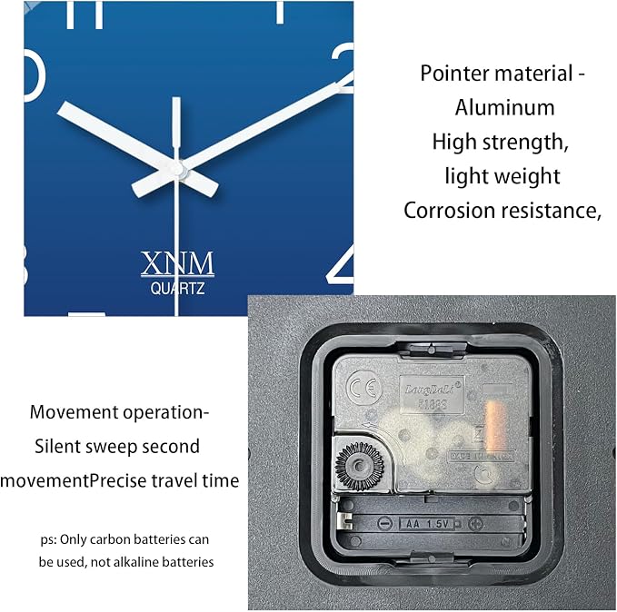 XNM 8 Inch Small Classic Navy Blue Wall Clocks Battery Operated Minimalist Wall - Image 7
