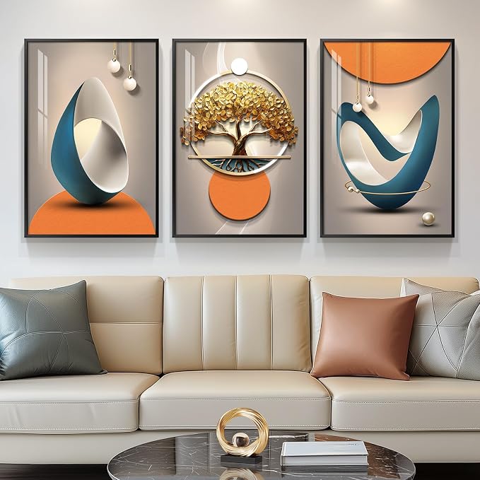 Framed Modern Large Wall Art, Bright Style Paintings Artwork - Image 4