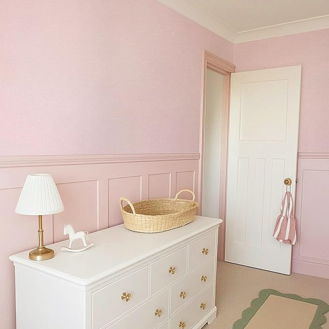 15.75"x393.7" Grasscloth Peel and Stick Wallpaper Pink Textured Contact Paper - Image 4
