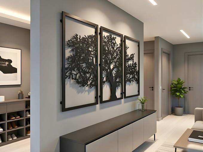 VAILLA Tree of Life Wall Art Decor Set of 3 Wall Hanging Sculpture Modern Wall - Image 7