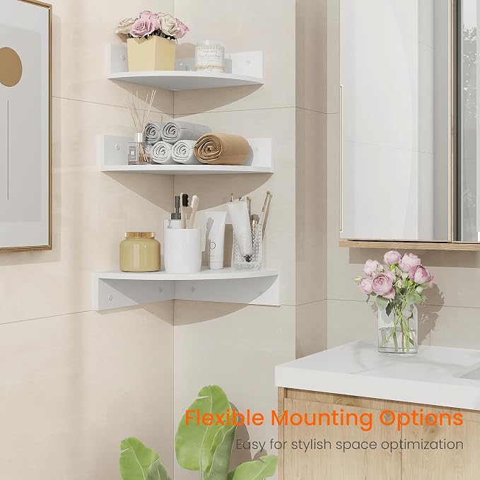 Homode Floating Corner Shelves, 12 Inch Deep Hanging Corner Display Shelf - Image 7