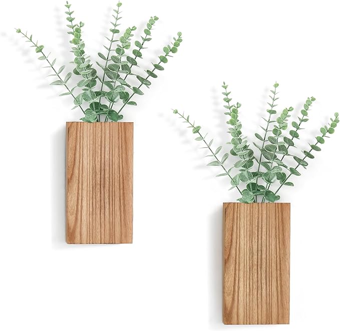 Dahey 2 Pack Wood Wall Planter Vase by Dahey