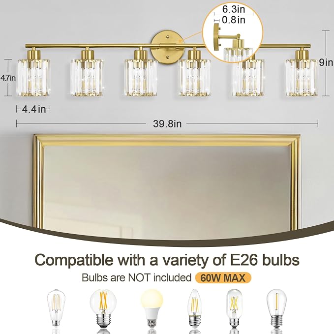 Crystal Bathroom Light Fixtures, Bathroom Lighting Fixtures Over Mirror - Image 2