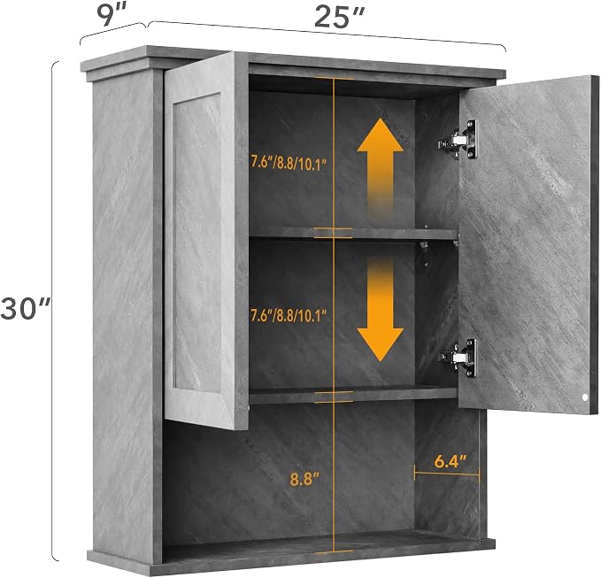VANIRROR Bathroom Wall Cabinet Over Toilet Storage Cabinets 25x30 in Above - Image 2