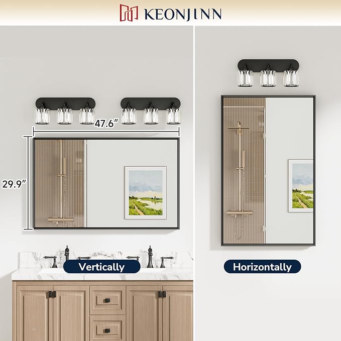Keonjinn 48 x 30 Inch Black Bathroom Mirrors - Image 5