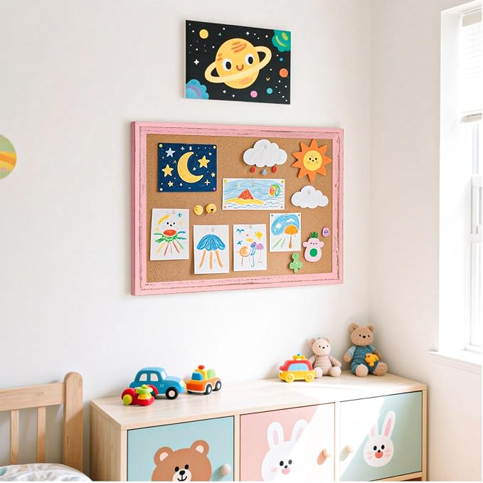 Cork Bulletin Board, Decorative Hanging Pin Board Tack Board - Image 9