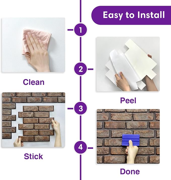 3D Faux Brick Wall Panels Peel and Stick, Small Brick-Look Textured Wall Sticker - Image 8