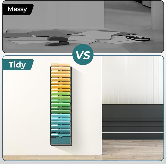 SUPEASY 20 Tier Wall File Organizer, Hanging Wall Mounted Mail Organizer - Image 5