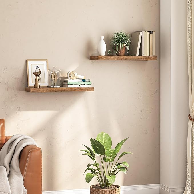HOOBRO Floating Shelves for Wall, Wall Mounted Shelf Set of 2, 31.5" Hanging - Image 2