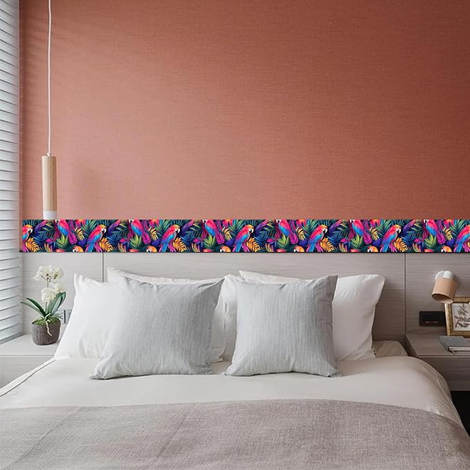 HOMETITUTE Wallpaper Border Peel and Stick Wall Border Tropical Parrot Theme - Image 4