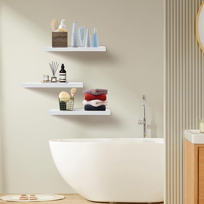 Upassion Floating Shelves for Wall Set of 3, Frame Display White Floating Shelf - Image 6