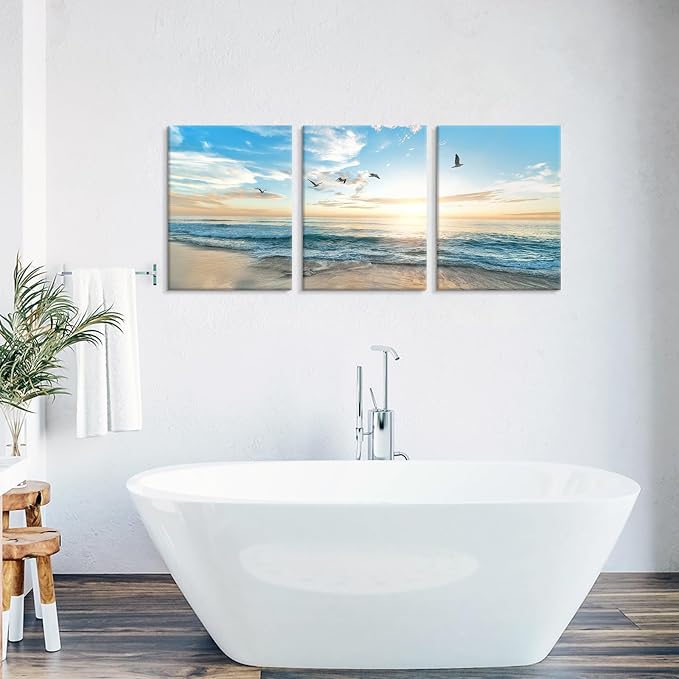Goldfoilart Ocean Beach Sunset Canvas Wall Art - Image 4