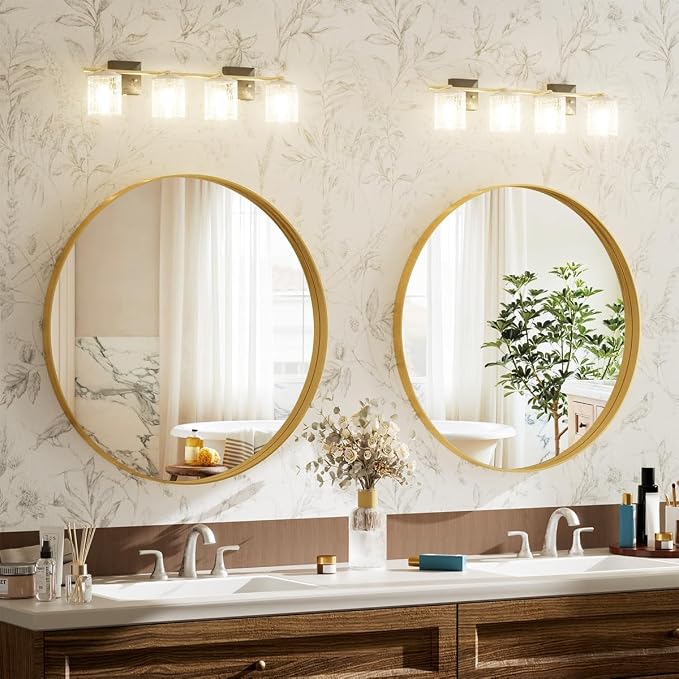 VooBang 24 inch Round Bathroom Mirror, Living Room, Hanging or Leaning - Image 2