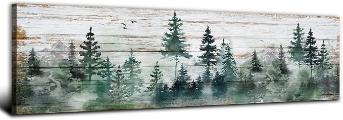 Farmhouse Pine Tree Wall Art Forest Picture Wall Decor Rustic Wood Mountain by AREBOLOLLC