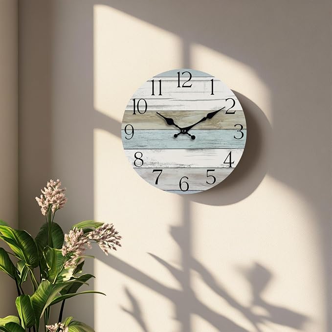 Wall Clock, 12 Inch Wall Clocks Battery Operated Silent Non Ticking, Wooden - Image 7