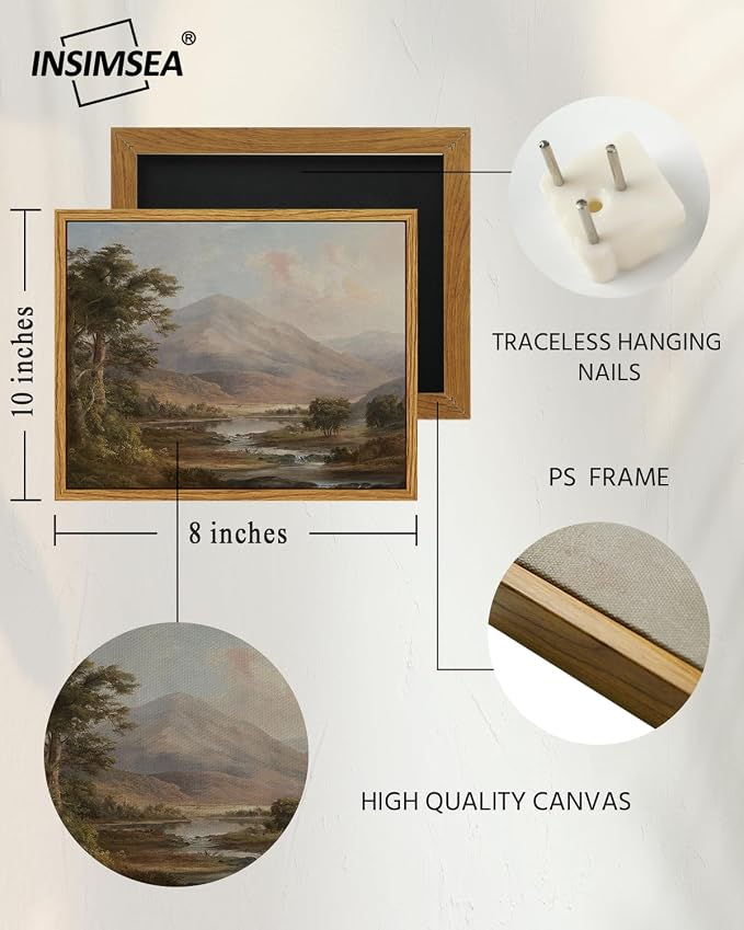 InSimSea Framed Canvas Wall Art, Vintage Landscape Painting, Rustic Nature - Image 5