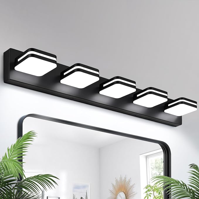 360° Rotate LED Bathroom Vanity Light Fixtures, 2100LM Acrylic Matte Black by Torondo