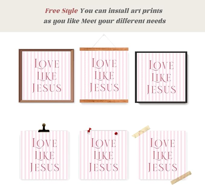 LARTSFRO Coquette Pink Bow Jesus Wall Art Decor Posters, Light Pink Bow - Image 4
