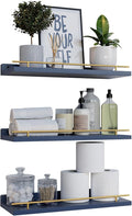 WOPITUES Floating Shelves with Gold Metal Guardrail, Shelves by WOPITUESOfficial