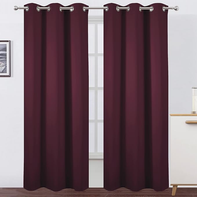 LEMOMO Burgundy Red Thermal Blackout Curtains/42 x 84 Inch/Set of 2 Panels Room by Lemomo