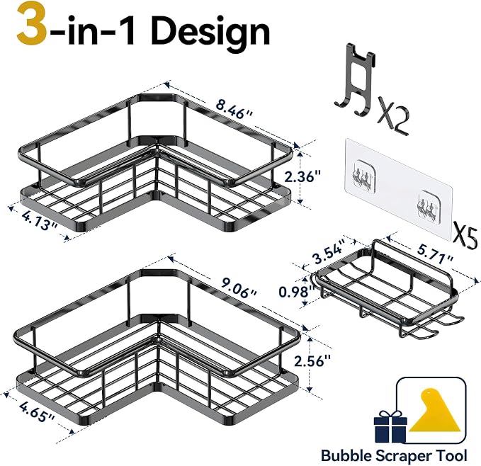 YASONIC Shower Caddy Corner, No Drilling Shower Organizer Corner - Image 2