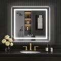 LOAAO 30"X30" LED Mirror for Bathroom, Lighted Bathroom Mirror by LOAAO
