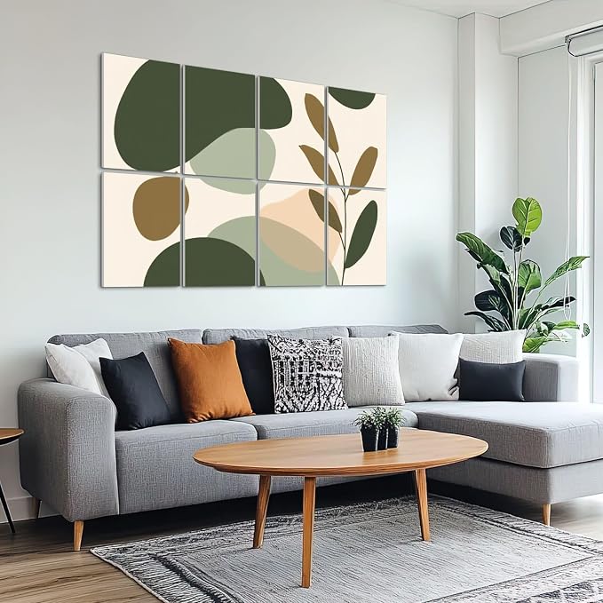 8 Pack Art Acoustic Panels Sound Absorbing Boho Botanical Leaf Orange Green - Image 6