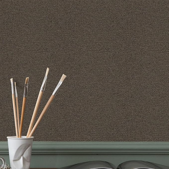 SHUFA Brown Cotton-Like Textured Grasscloth Wallpaper Matte Thick Real Woven - Image 4