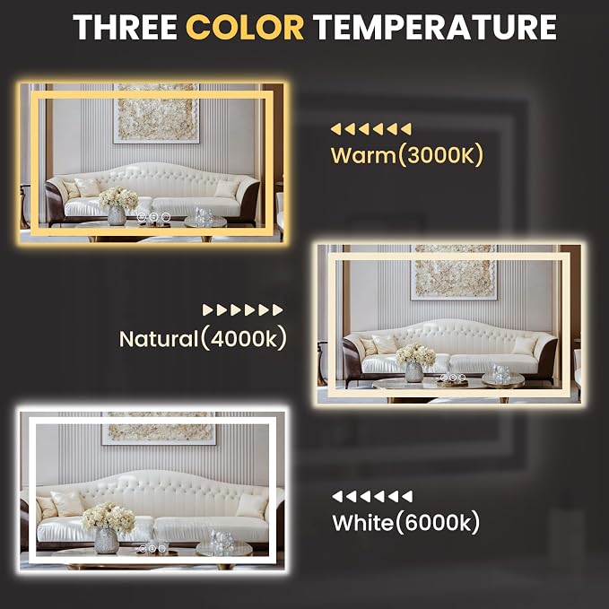 LOAAO 60"x32" LED Bathroom Mirror - Image 5