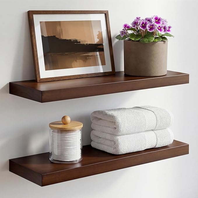 Homeforia Walnut 20 inch Floating Shelf, High End Solid Real Wood 20inch by Homeforia