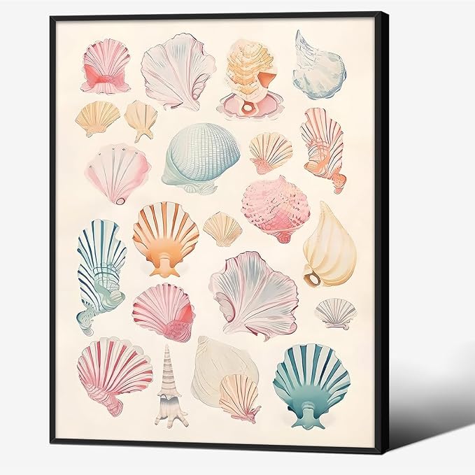 Pink Seashell Posters Coastal Cowgirl Canvas Wall Art Beach House Starfish by Unknown