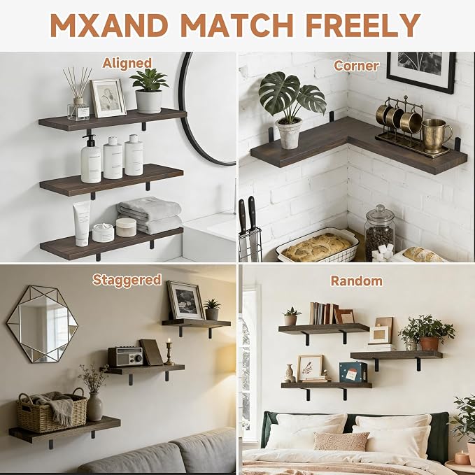 Easy Install Floating Shelves, 15.7 Inch Wall Mounted Wood Shelf, Hanging Shelf - Image 5