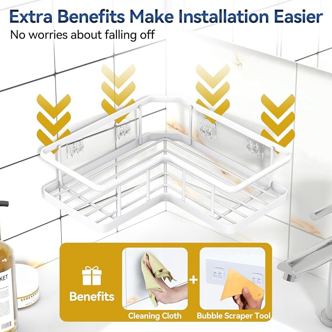 YASONIC Corner Shower Caddy, No Drilling Shower Shelf - Image 5