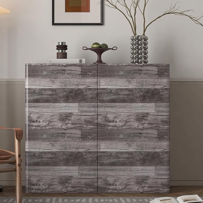 TANONE Wood Contact Paper Peel and Stick Wallpaper Gray, Self Adhesive - Image 5
