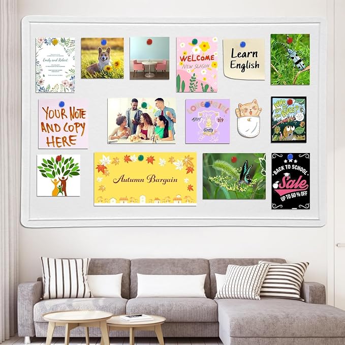Large Bulletin Board, 48 X 36 inches Felt Board Notice Pin Board, Self-Adhesive - Image 3