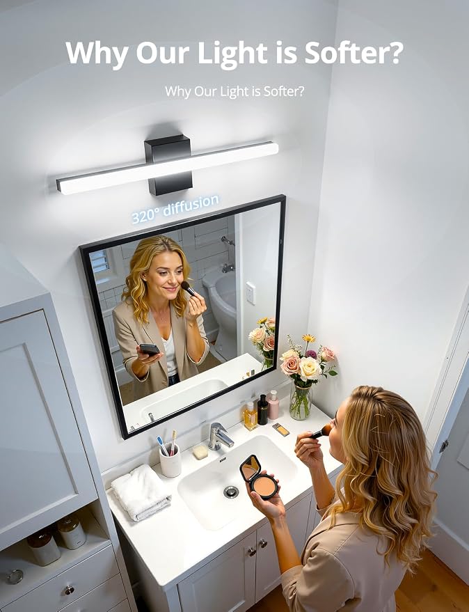 Combuh 2 Pack Bathroom Light Fixtures Black Vanity Lights Bar 24 Inch 14W - Image 2
